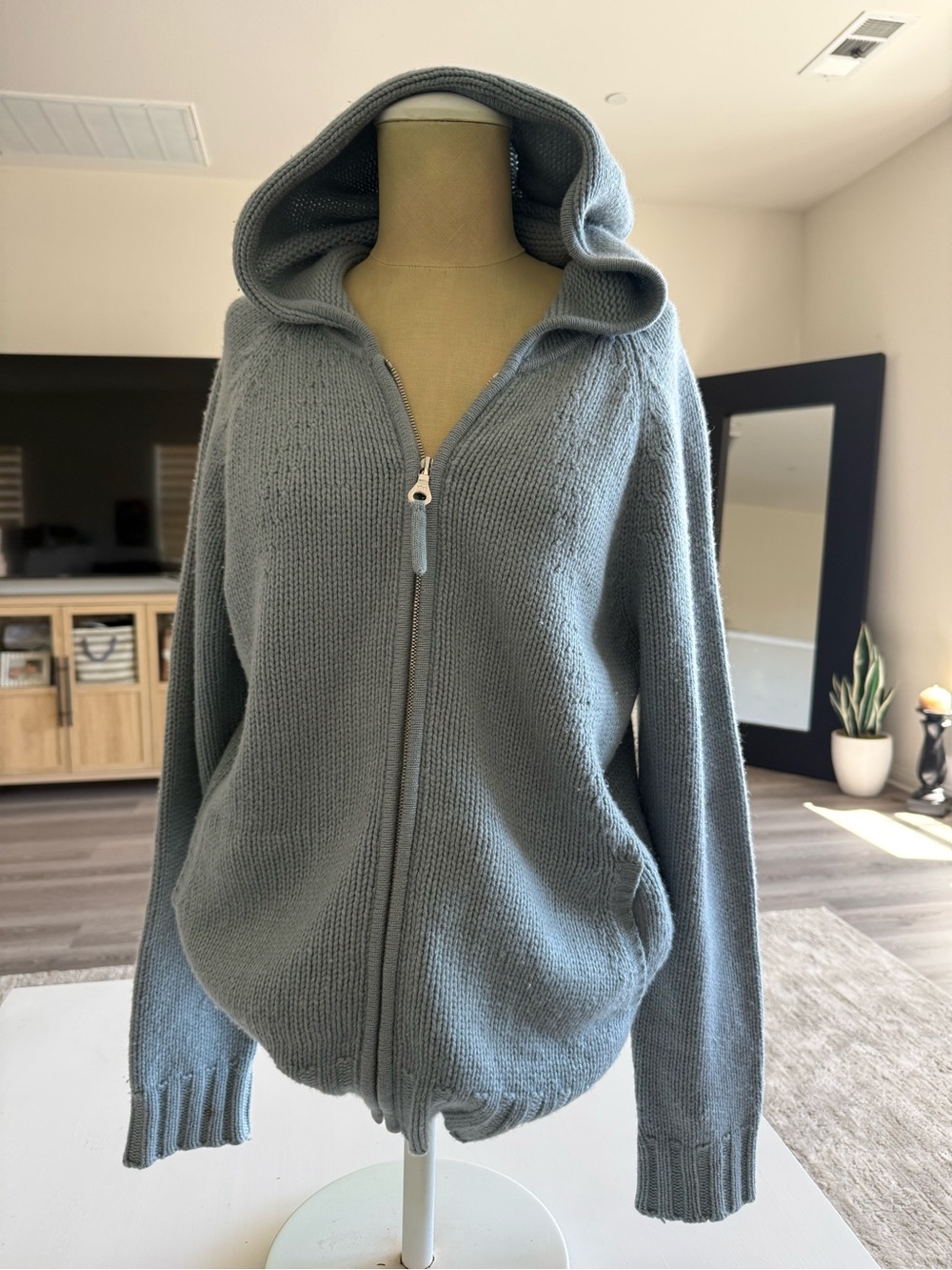 Armand Diradourian cashmere knit sweater Cozy ribbed Hooded Zip Up